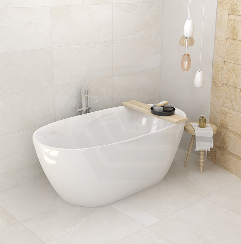 1500X750X590Mm Stella Oval Bathtub Freestanding Acrylic Gloss White No Overflow