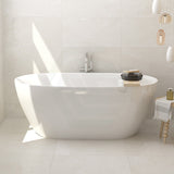 1500X750X590mm Stella Oval Bathtub Freestanding Acrylic Gloss White No Overflow