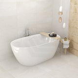 1500X750X590mm Stella Oval Bathtub Freestanding Acrylic Gloss White No Overflow