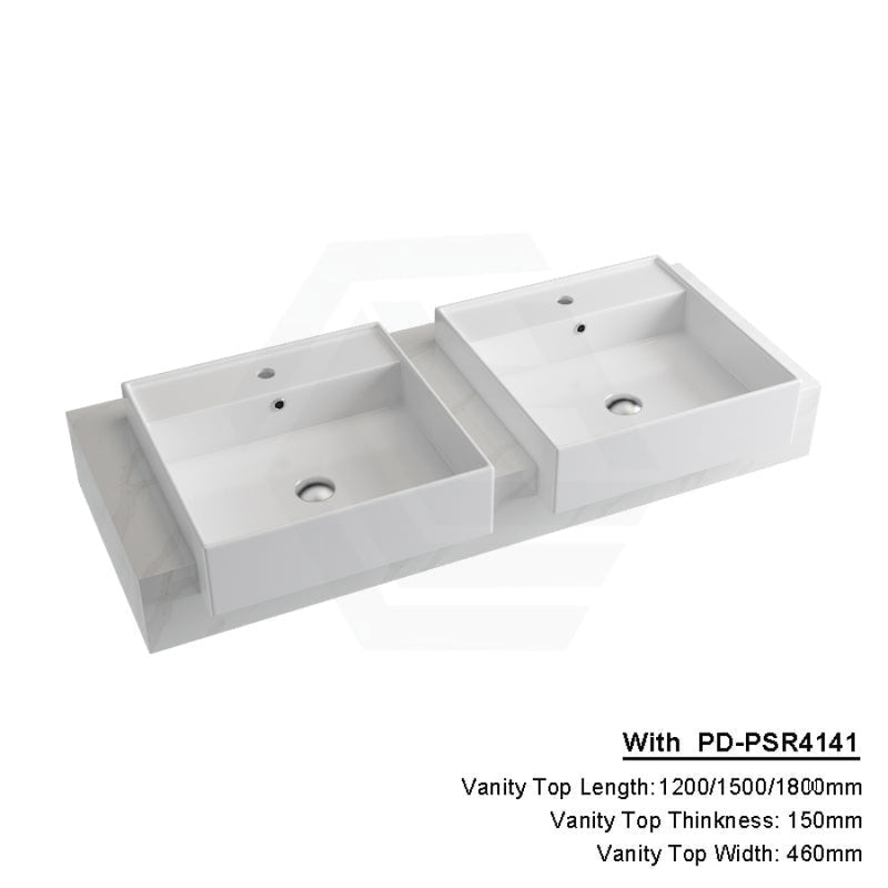 150Mm Dolce Tree Stone Top Calacatta Quartz With Semi-Recessed Basin 1200X460Mm Double Bowls /