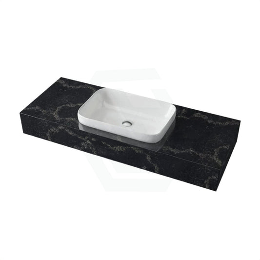 150Mm Gloss Black Swan Stone Top Calacatta Quartz With Inset Basin Vanity Tops