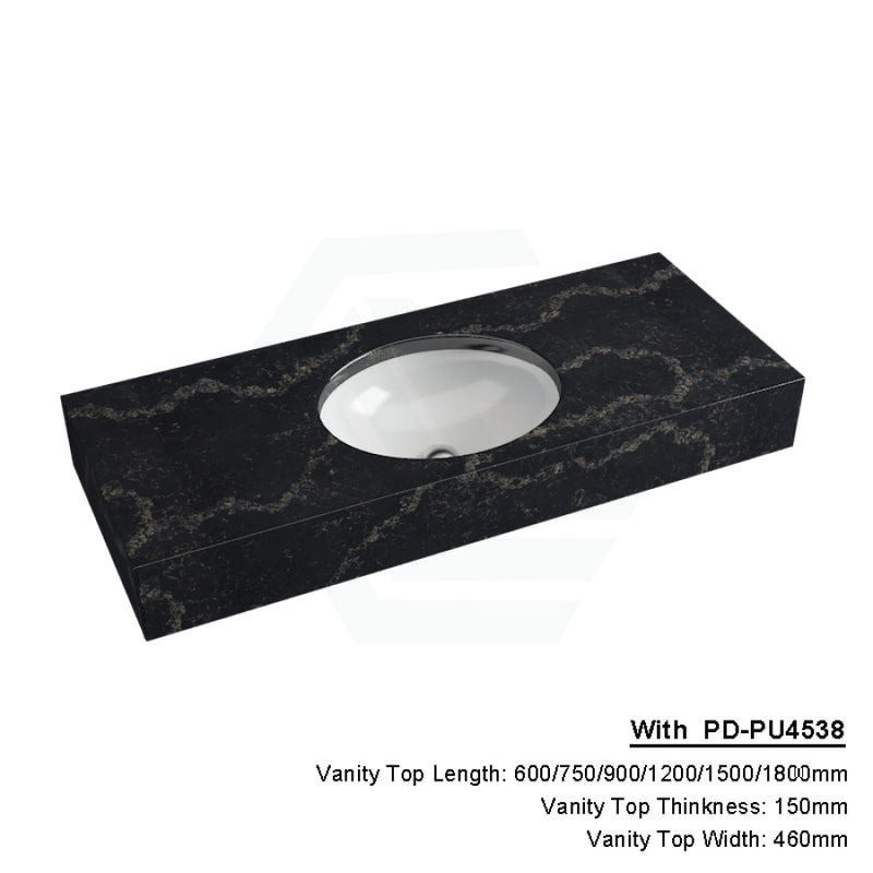 150Mm Gloss Black Swan Stone Top Calacatta Quartz With Undermount Basin 1200X460Mm Single Bowl /