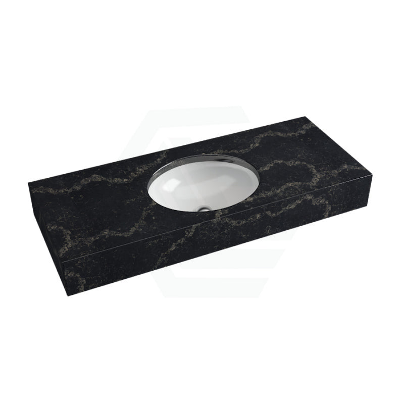150Mm Gloss Black Swan Stone Top Calacatta Quartz With Undermount Basin Vanity Tops