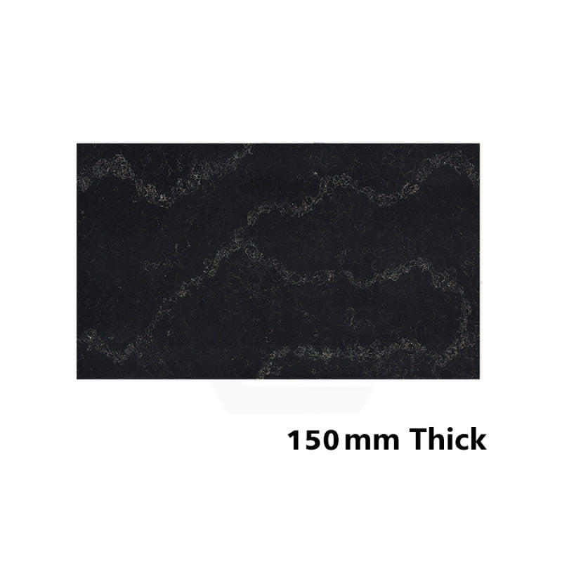 150mm Thick Gloss Black Swan Stone Top for Above Counter Basins 450-1800mm