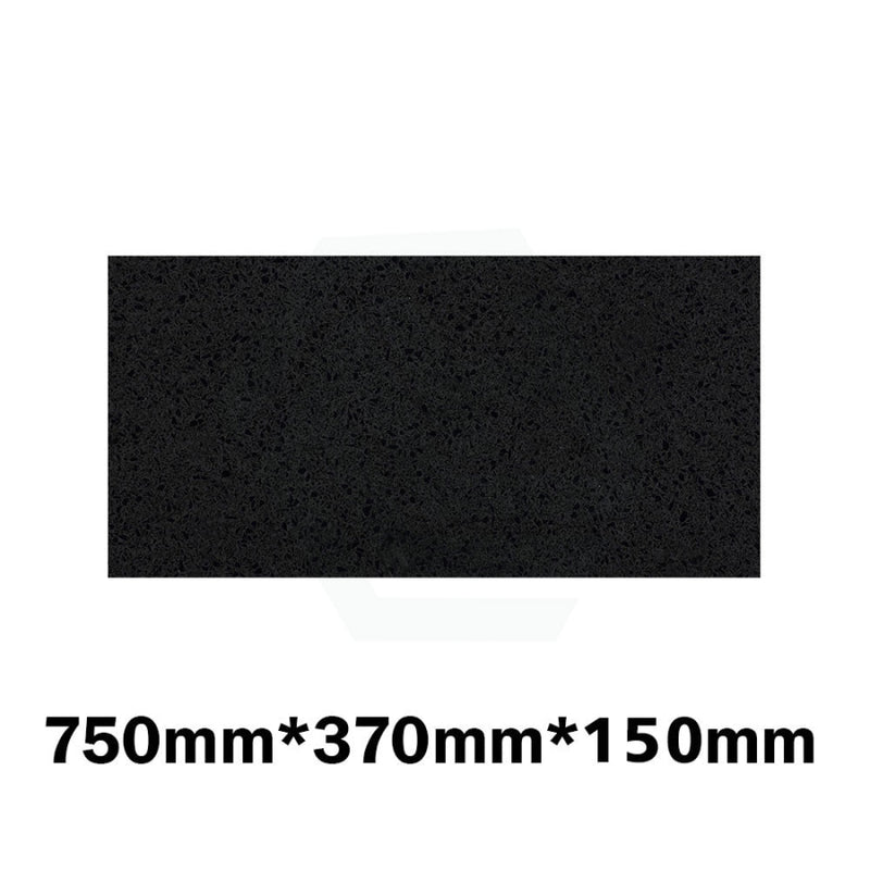 150Mm Thick Gloss Ink Black Stone Top For Above Counter Basins 450-1800Mm 750Mm X 370Mm Vanity Tops