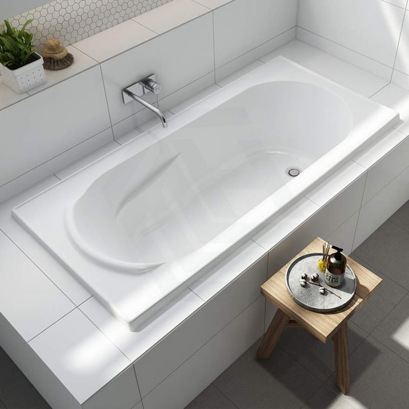 1510/1650Mm Oliveri Dublin Inset Bath With Tile Bead Acrylic Gloss White Drop-In Bathtubs