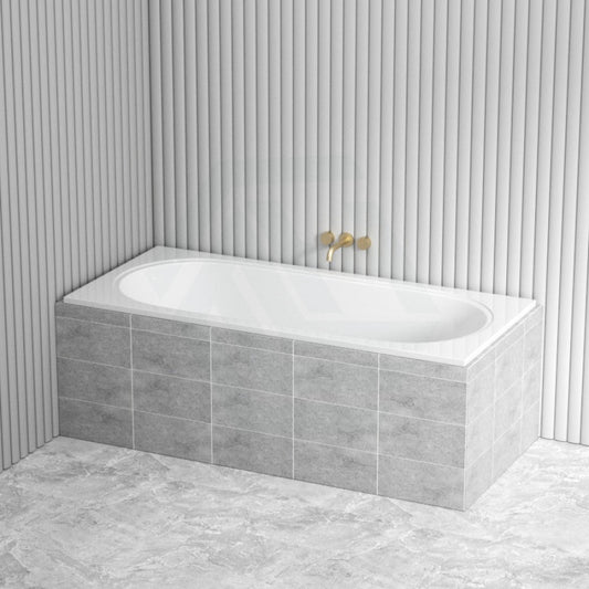 1520/1665Mm Oliveri Naples Island Square Drop In Bathtub Acrylic Gloss White With Tile Bead Drop-In