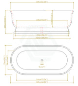 1690X790X610Mm Chloe Freestanding Bathtub Gloss White Oval Acrylic No Overflow