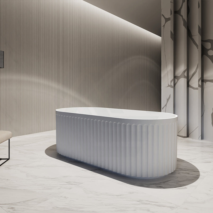 1500/1700Mm Artemis Oval Bathtub Freestanding Acrylic Matt White No Overflow Bathtubs