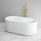 1700Mm Artemis Oval Bathtub Freestanding Acrylic Matt White No Overflow Bathtubs