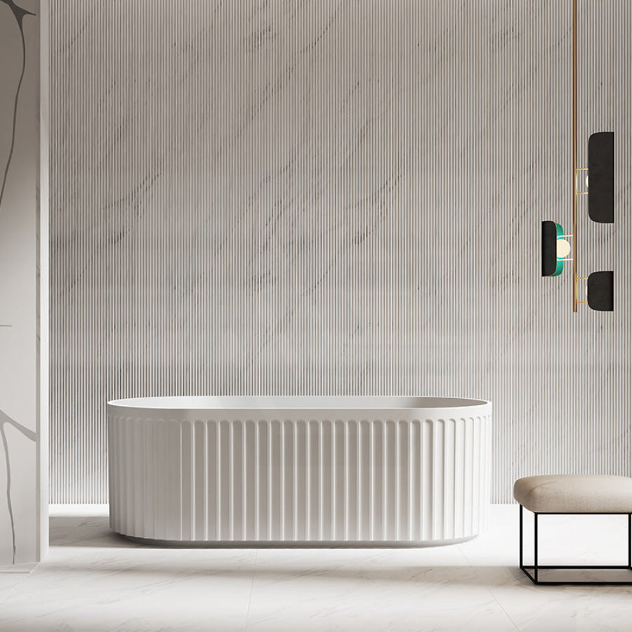 1500/1700Mm Artemis Oval Bathtub Freestanding Acrylic Matt White No Overflow Bathtubs