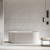 1500/1700Mm Artemis Oval Bathtub Freestanding Acrylic Matt White No Overflow Bathtubs
