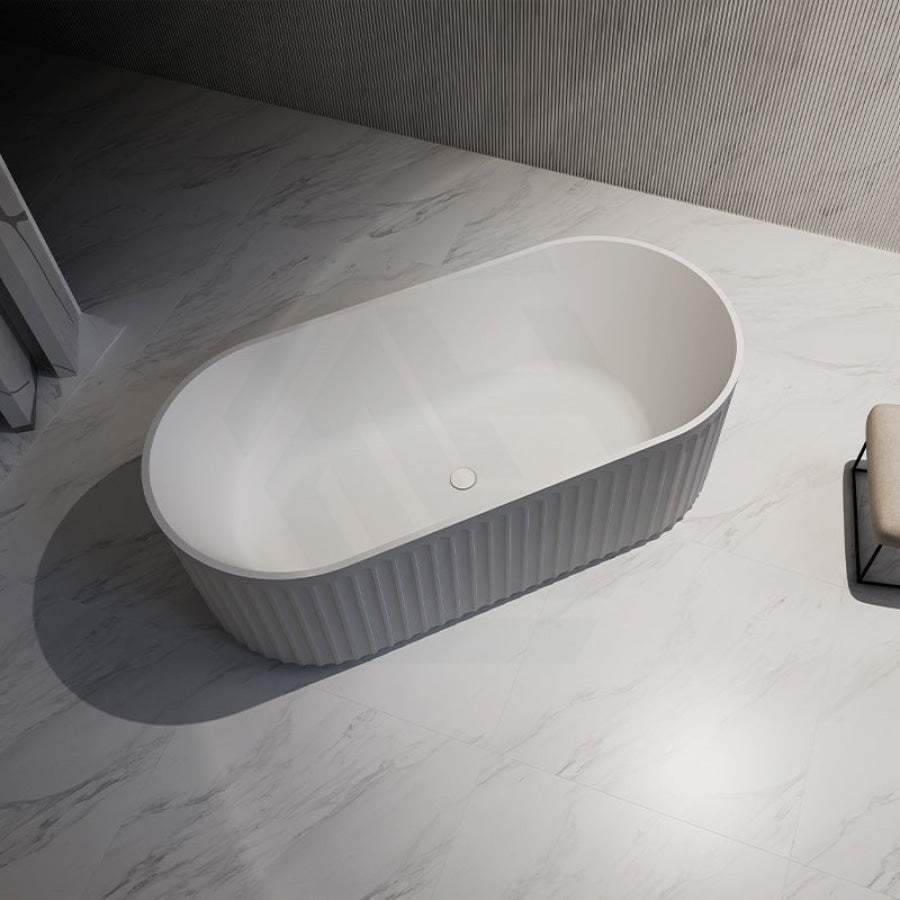 1500/1700Mm Artemis Oval Bathtub Freestanding Acrylic Matt White No Overflow Bathtubs