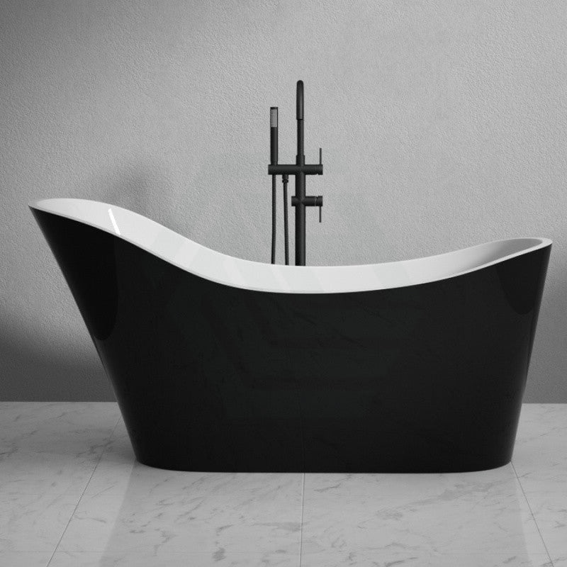 1700mm Bevel Freestanding Gloss Black White Bathtub
