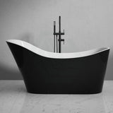 1700mm Bevel Freestanding Gloss Black White Bathtub