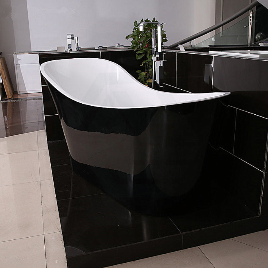 1700X730X835Mm Bevel Freestanding Acrylic Gloss Black & White Bathtub Special Shape No Overflow