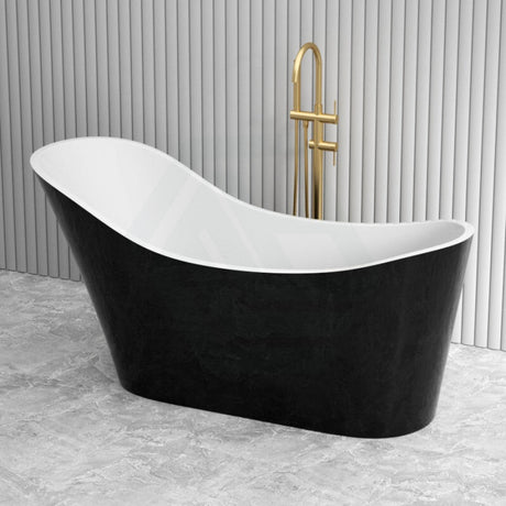 1700X730X835mm Bevel Freestanding Acrylic Gloss Black & White Bathtub Special Shape No Overflow