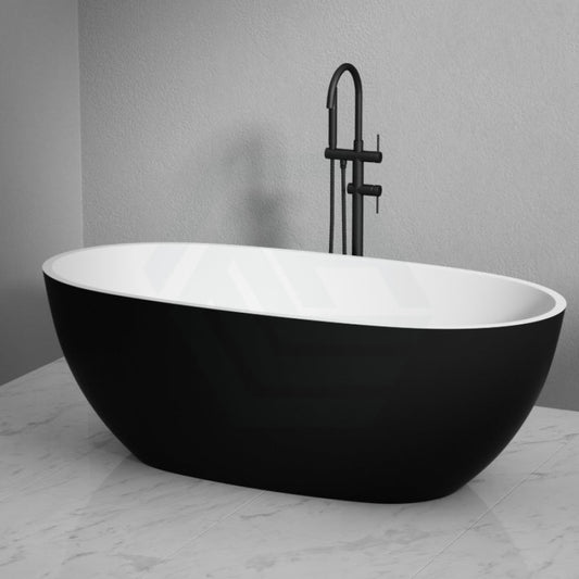 1700mm Stella Oval Bathtub Freestanding Acrylic Matt Black & White