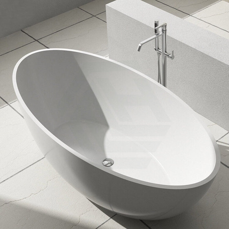 1730X1030X590mm Lucia Oval Bathtub Freestanding Acrylic Gloss White No Overflow