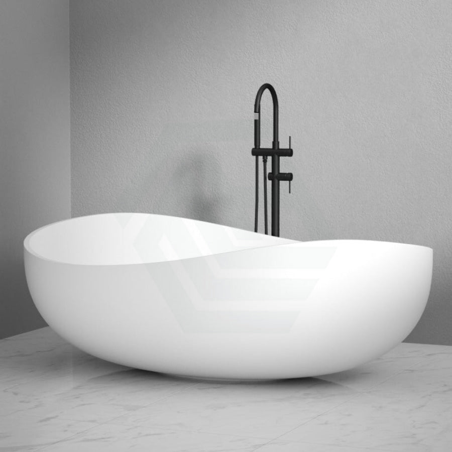 1800Mm Wave Freestanding Bathtub Oval Matt White No Overflow Bathtubs