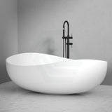1800Mm Wave Freestanding Bathtub Oval Matt White No Overflow Bathtubs