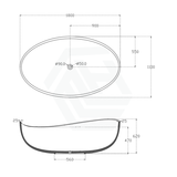 1800mm Wave Freestanding Bathtub Matt White NO Overflow