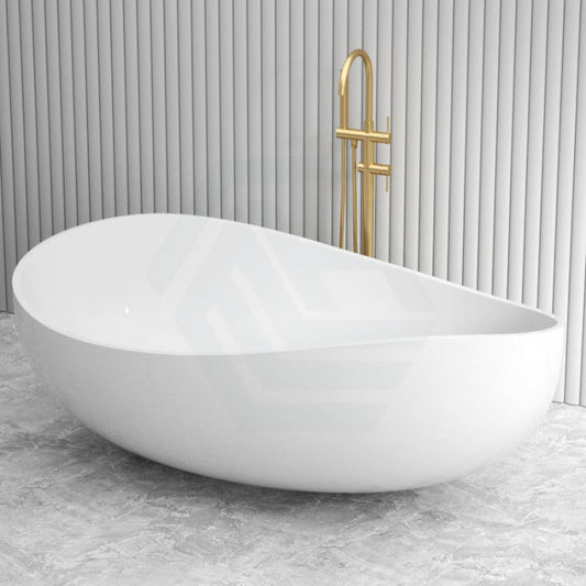 1800Mm Wave Freestanding Bathtub Oval Gloss White No Overflow Bathtubs