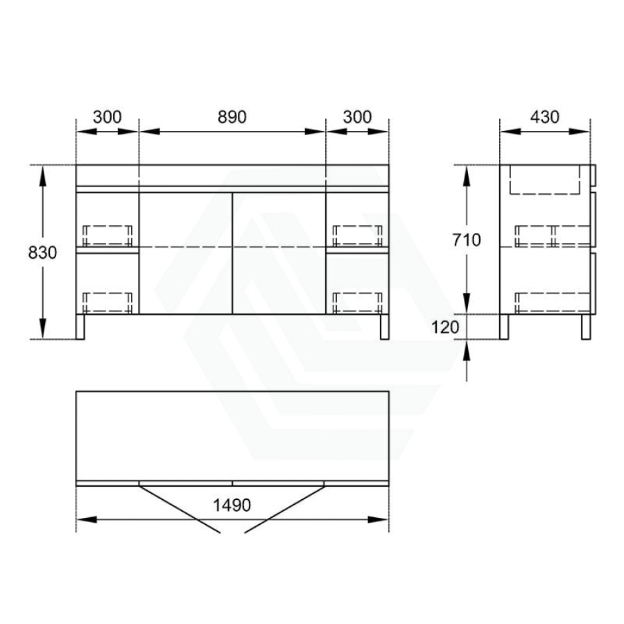 1200/1500/1800Mm 2-Door 4-Drawer Freestanding Bathroom Legs Vanity Single/Double Multi-Color
