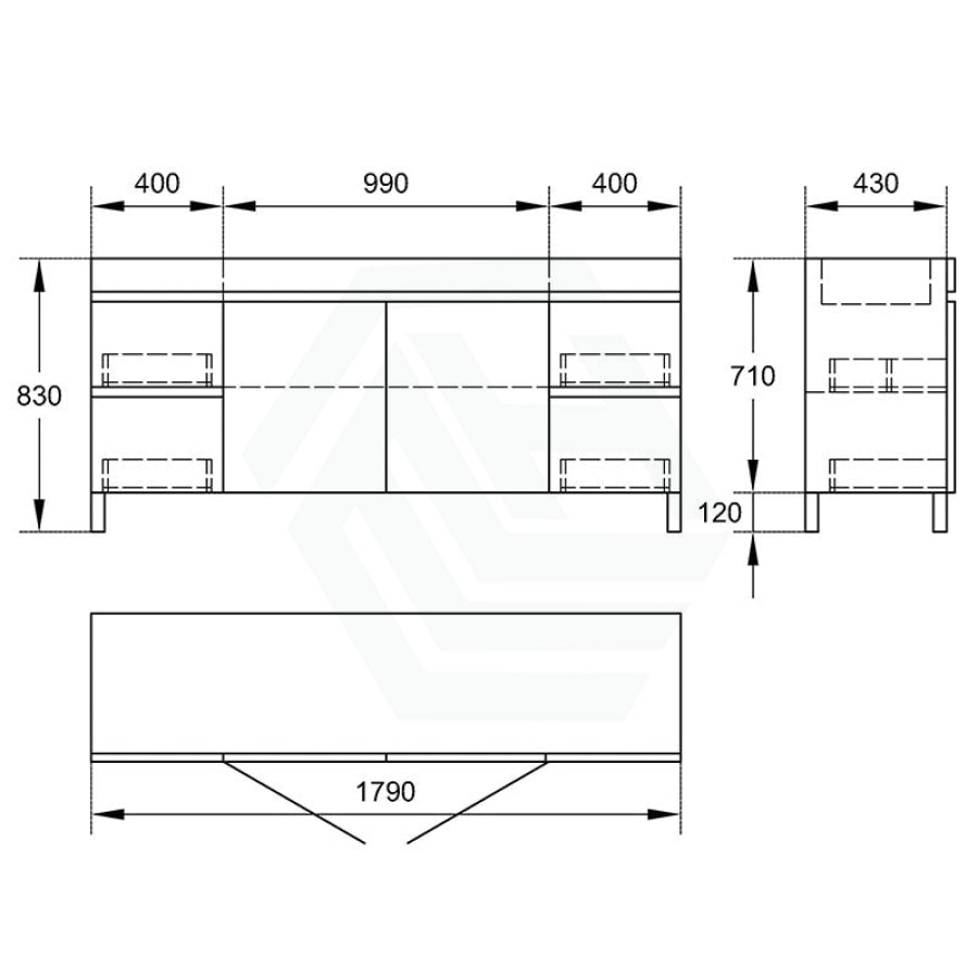 1200/1500/1800Mm 2-Door 4-Drawer Freestanding Bathroom Legs Vanity Single/Double Multi-Color