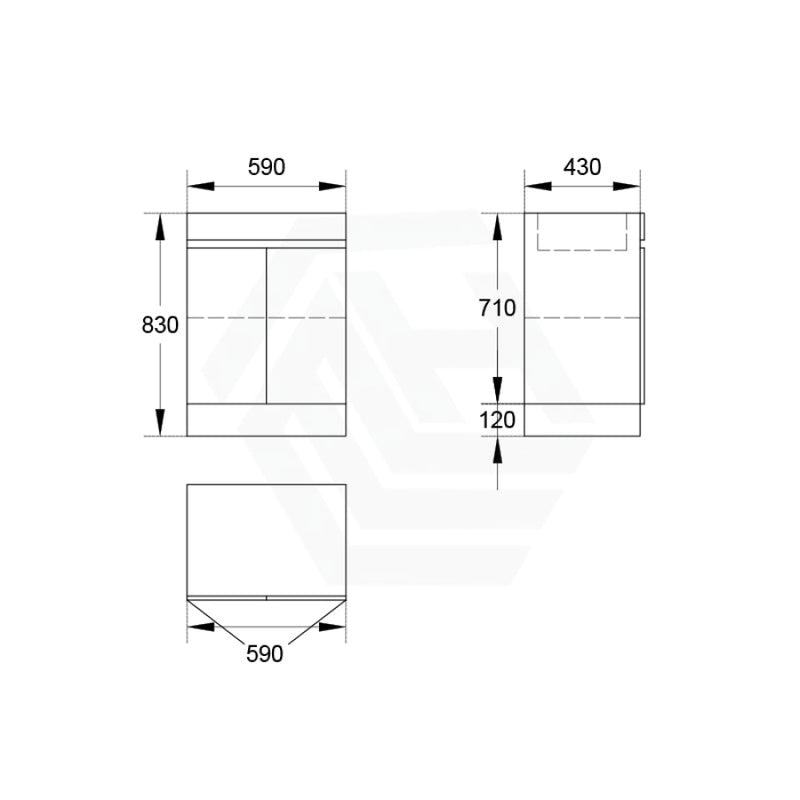 2-Door Freestanding Bathroom Vanity With Kickboard 600/750/900Mm Multi-Colour Cabinet Only 600Mm
