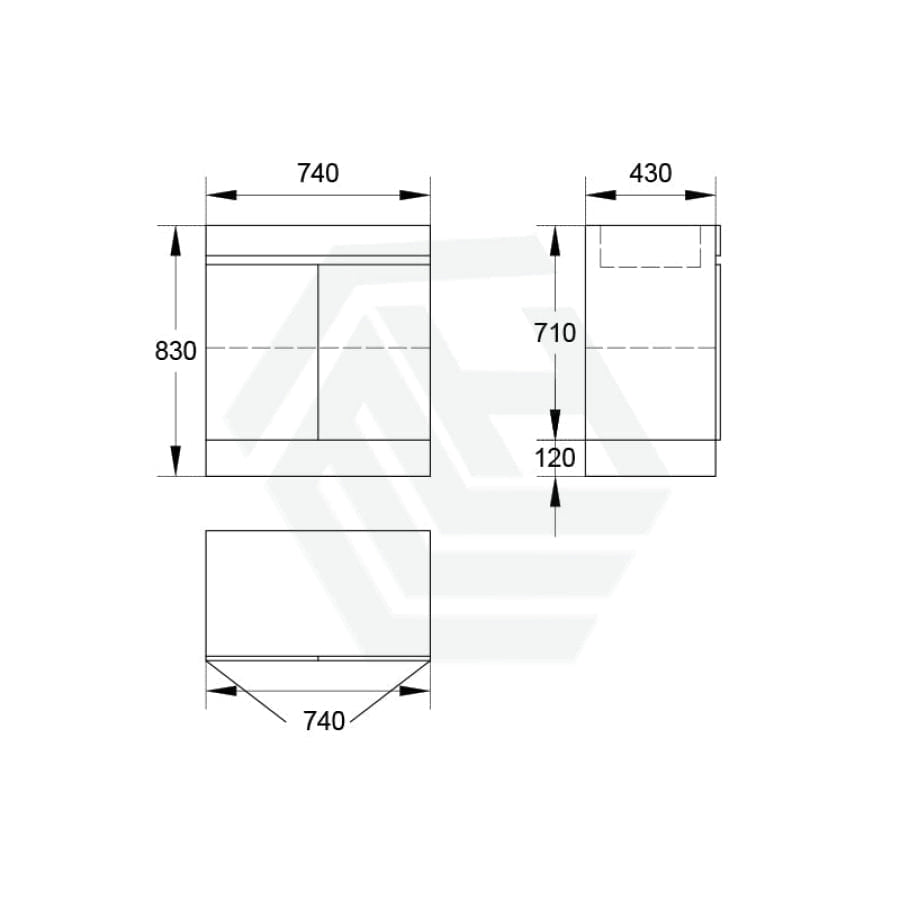 2-Door Freestanding Bathroom Vanity With Kickboard 600/750/900Mm Multi-Colour Cabinet Only 750Mm