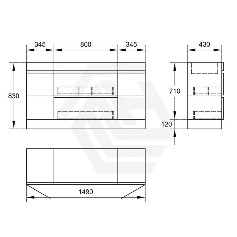 2-Door 2-Mid-Drawer 1200/1500/1800Mm Freestanding Bathroom Vanity Kickboard Single/Double