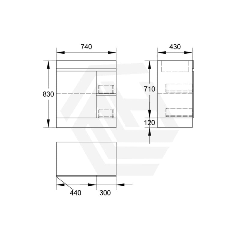 2-Drawer 1-Door 750/900/1200Mm Freestanding Bathroom Vanity Kickboard Single Multi-Colour Cabinet