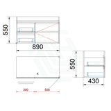 2-Drawer 1-Door Wall Hung Bathroom Floating Vanity Single Bowl Multi-Colour Cabinet Only 900Mm 