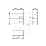 Narrow 2-Drawer 1-Door 750Mm Freestanding Bathroom Vanity Kickboard Multi-Colour Cabinet Only Right
