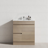 2-Drawer 1-Door Narrow 750Mm Freestanding Bathroom Vanity Kickboard Multi-Colour Cabinet Only