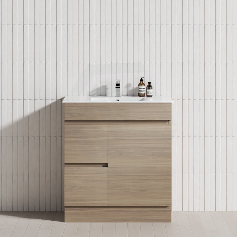 2-Drawer 1-Door Narrow 750Mm Freestanding Bathroom Vanity Kickboard Multi-Colour Cabinet Only