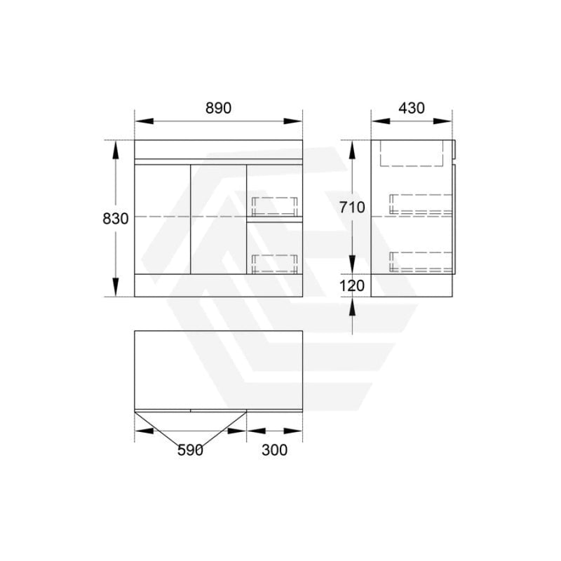 2-Drawer 2-Door 900/1200Mm Freestanding Bathroom Vanity Kickboard Single Multi-Colour Cabinet Only