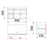 2-Drawer 2-Door Wall Hung Bathroom Floating Vanity Single Bowl Multi-Colour Cabinet Only 900Mm 