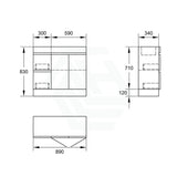 Narrow 2-Drawer 2-Door 900Mm Freestanding Bathroom Vanity Kickboard Multi-Colour Cabinet Only Left