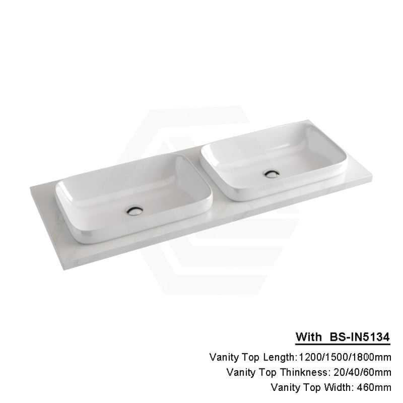 20/40/60Mm Dolce Tree Stone Top Calacatta Quartz With Inset Basin 600-1800Mm 1200X460Mm Double Bowls