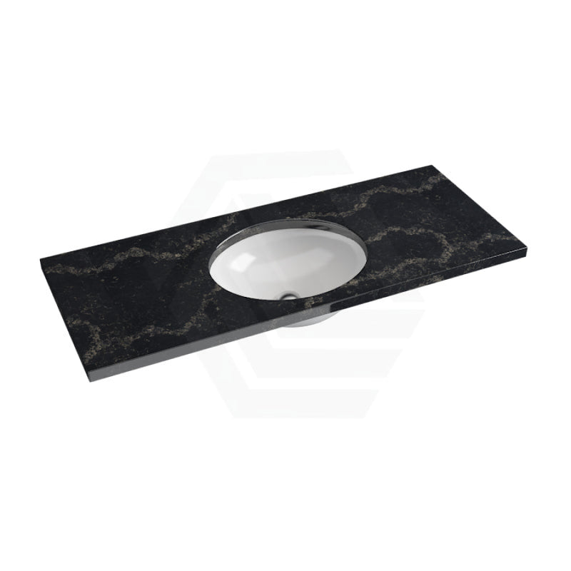 20/40/60Mm Gloss Black Swan Stone Top Calacatta Quartz With Undermount Basin Vanity Tops