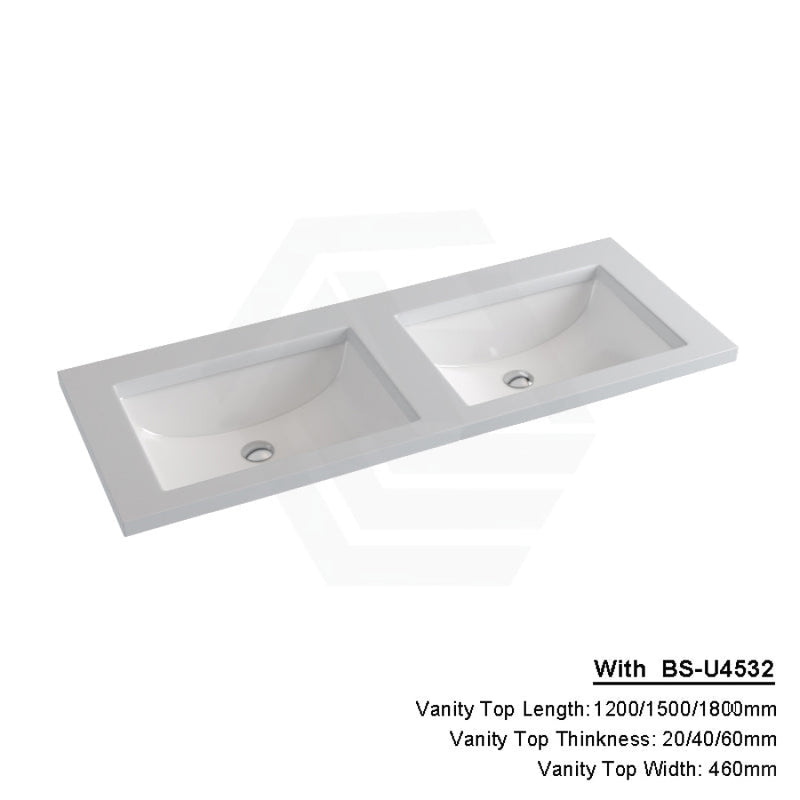 20/40/60Mm Gloss Silk White Stone Top Calacatta Quartz With Undermount Basin 1200X460Mm Double Bowls