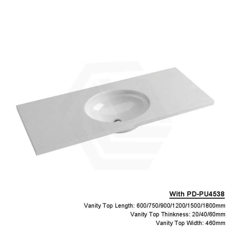 20/40/60Mm Gloss White Canvas Stone Top Calacatta Quartz With Undermount Basin 1200X460Mm Single