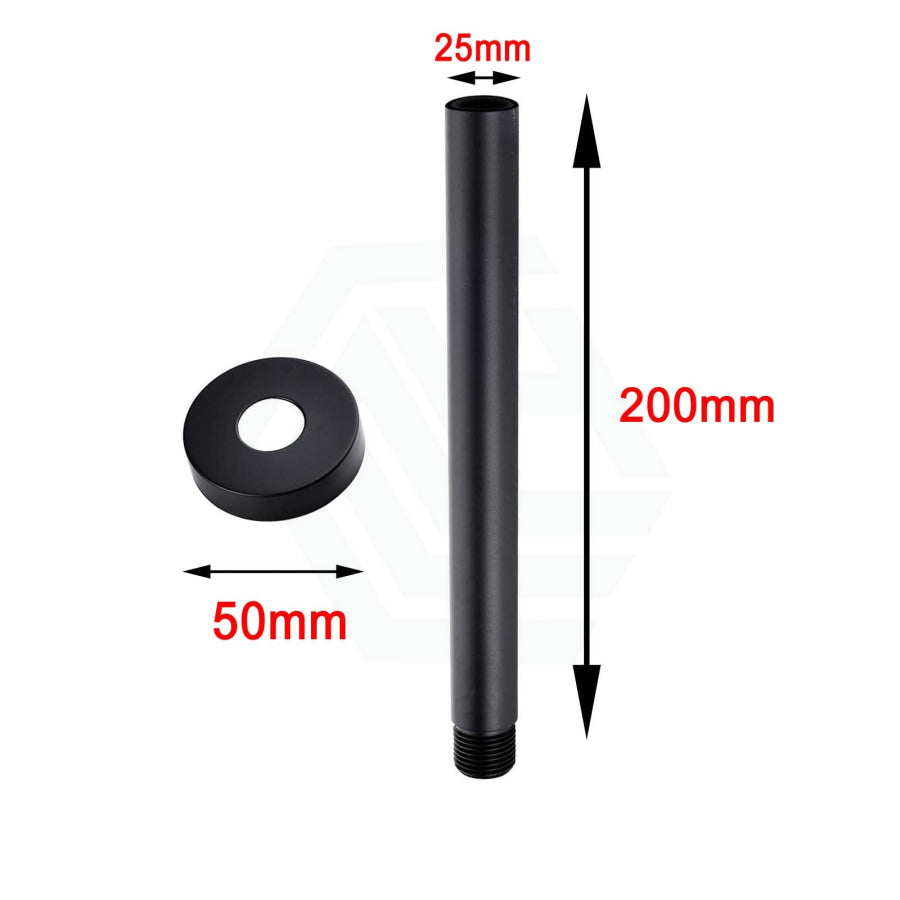 200/300/400/600mm Round Ceiling Shower Arm Matt Black 200mm