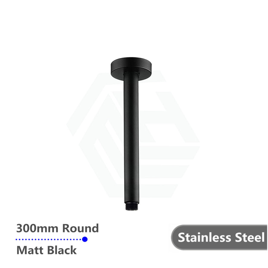 200/300/400/600mm Round Ceiling Shower Arm Matt Black 300mm