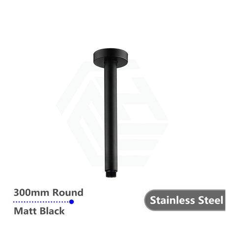 200/300/400/600mm Round Ceiling Shower Arm Matt Black 300mm