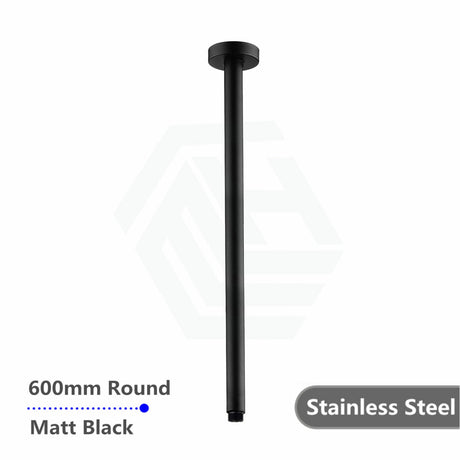 200/300/400/600mm Round Ceiling Shower Arm Matt Black 600mm