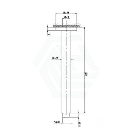 200/300/400/600mm Square Ceiling Shower Arm Chrome 600mm