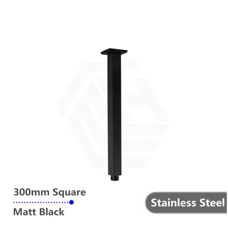 200/300/400/600mm Square Ceiling Shower Arm Matt Black 300mm